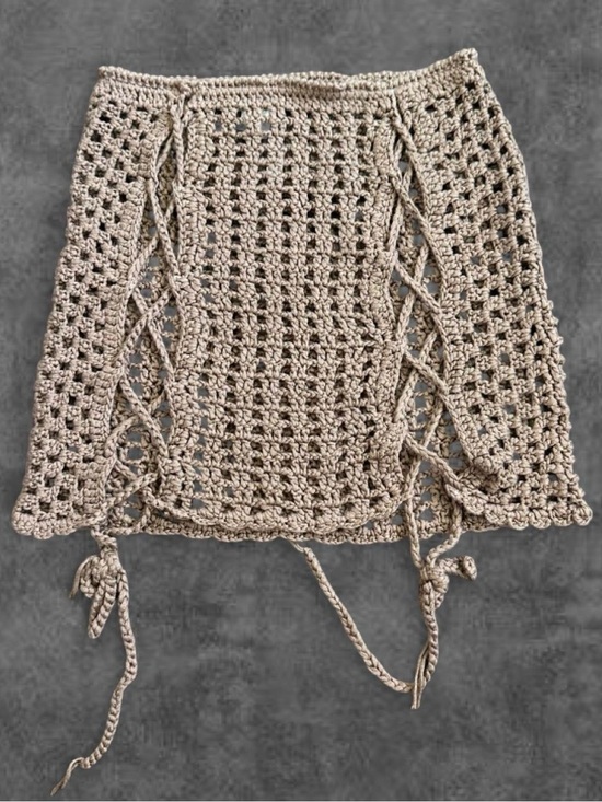 Dresses & Skirts - Tan Crochet Mini Skirt